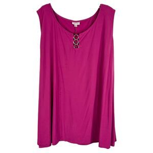 Avenue Plus Size 26 28‎ Tank Top Pink Sleeveless Stretch Cami Satin Womens 1659